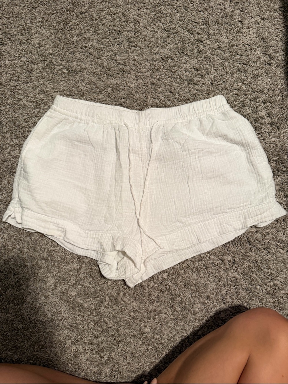 H&M White Lightweight Drawstring Athletic Shorts